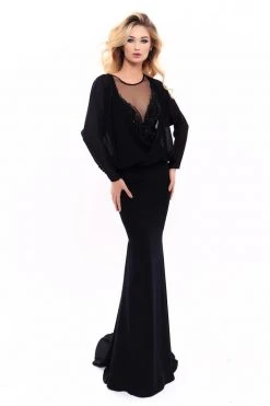 Tarik Ediz - 93304 Beaded Illusion Neckline Sheath Gown