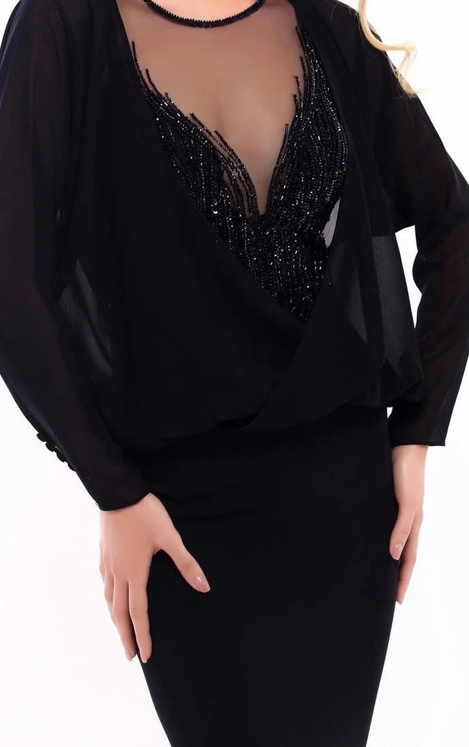 Tarik Ediz - 93304 Beaded Illusion Neckline Sheath Gown 5 Tarik Ediz - 93304 Beaded Illusion Neckline Sheath Gown