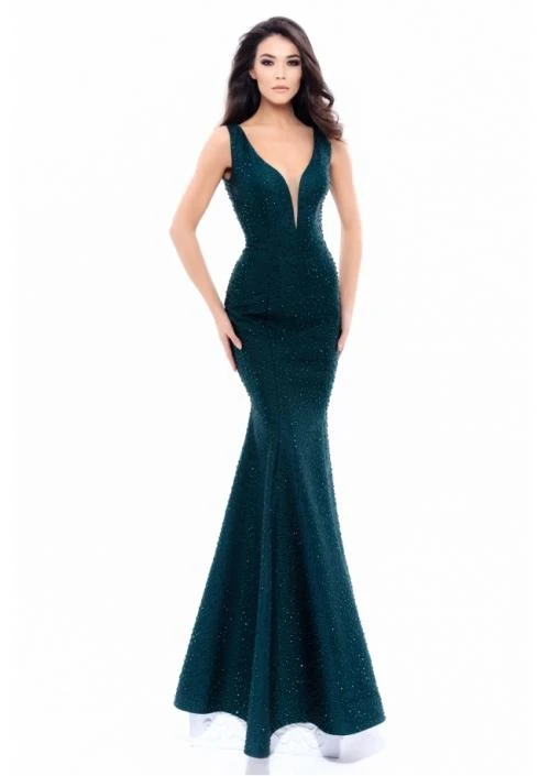 Tarik Ediz - 93331 Embellished Deep V-neck Mermaid Dress 3 Tarik Ediz - 93331 Embellished Deep V-neck Mermaid Dress