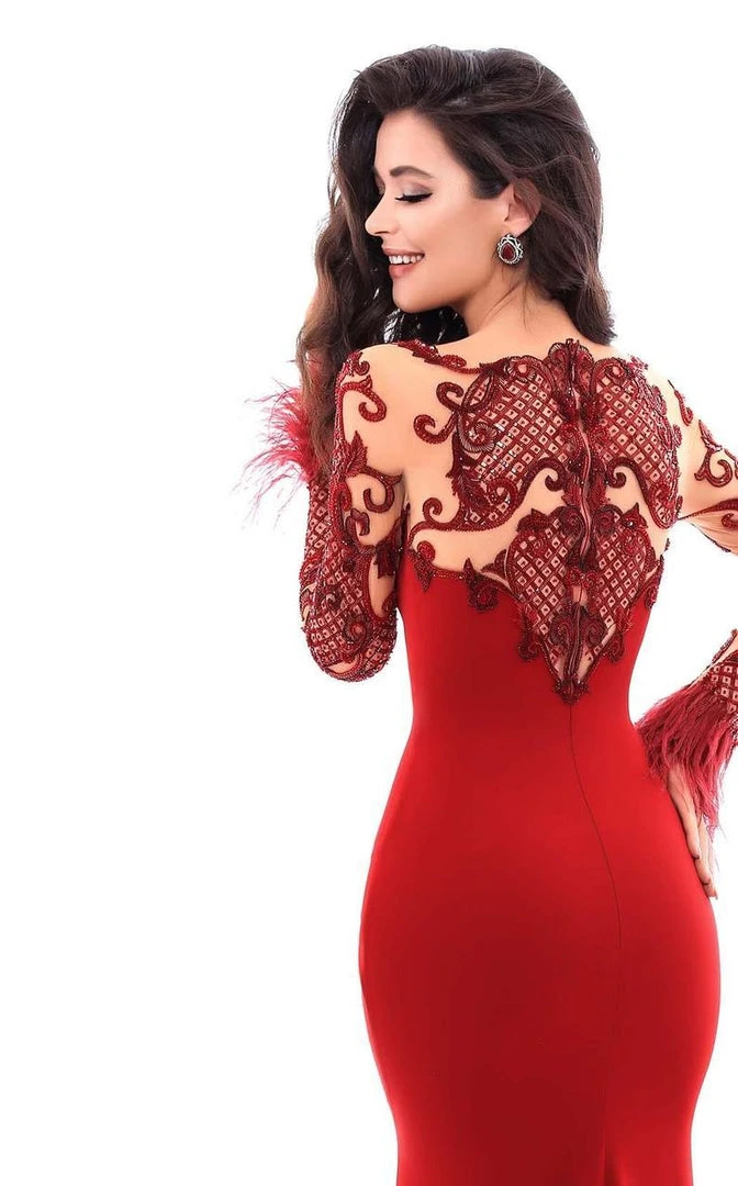 Tarik Ediz - 93337 Long Sleeved Embellished Crepe Gown 7 Tarik Ediz - 93337 Long Sleeved Embellished Crepe Gown