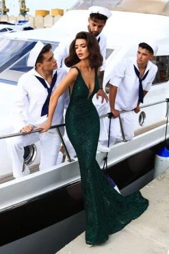 Tarik Ediz - 93455 Lace Deep V-neck Jersey Sheath Dress Formal Gowns 9 Tarik Ediz - 93455 Lace Deep V-neck Jersey Sheath Dress Formal Gowns