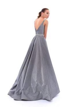Formal Gowns Tarik Ediz - 93479 Crystal Embellished Plunging Glitter Ballgown
