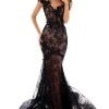 Tarik Ediz - 93602 Floral Embroidered Mermaid Dress With Train 2 Tarik Ediz - 93602 Floral Embroidered Mermaid Dress With Train