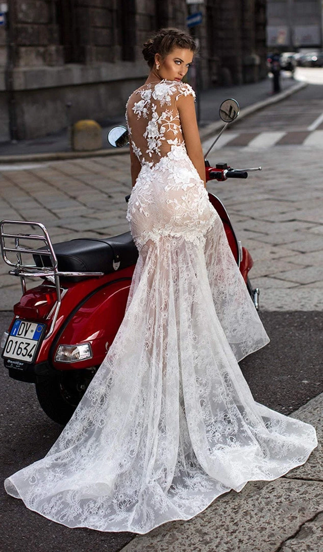 Tarik Ediz - 93602 Floral Embroidered Mermaid Dress With Train 12 Tarik Ediz - 93602 Floral Embroidered Mermaid Dress With Train