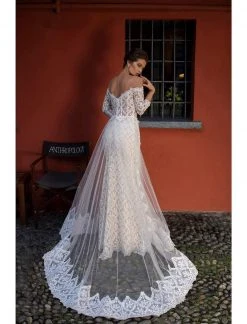 Formal Gowns Tarik Ediz - 93607 Beaded Lace Trumpet Dress With Overskirt