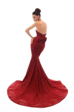 Tarik Ediz - 93612 Strapless Sweetheart Glitter Velvet Mermaid Gown Formal Gowns