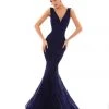 Tarik Ediz - 93620 Sleeveless V Neck Lace Mermaid Gown Formal Gowns