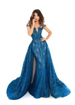 Tarik Ediz - 93624 Gorgeous Illusion Fitted Mermaid Gown With Overlay