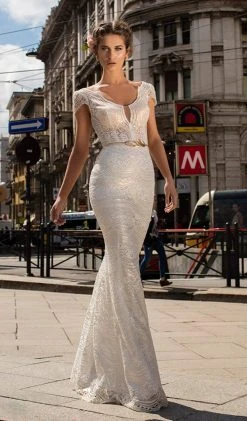 Formal Gowns Tarik Ediz - 93638 Floral Lace Sheath Evening Dress