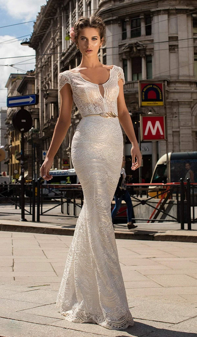 Formal Gowns Tarik Ediz - 93638 Floral Lace Sheath Evening Dress 3 Formal Gowns Tarik Ediz - 93638 Floral Lace Sheath Evening Dress