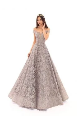 Formal Gowns Tarik Ediz - 93639 Floral Lace Illusion Pleated Ballgown