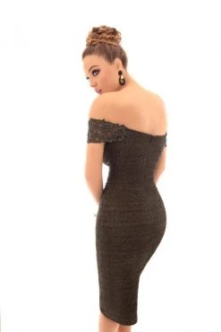 Tarik Ediz - 93647 Lace Applique Off-Shoulder Fitted Dress Plus Size Dresses