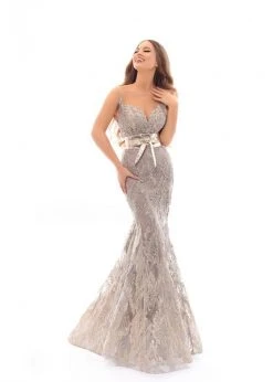Tarik Ediz - 93651 Embellished Illusion Neck Mermaid Gown With Train