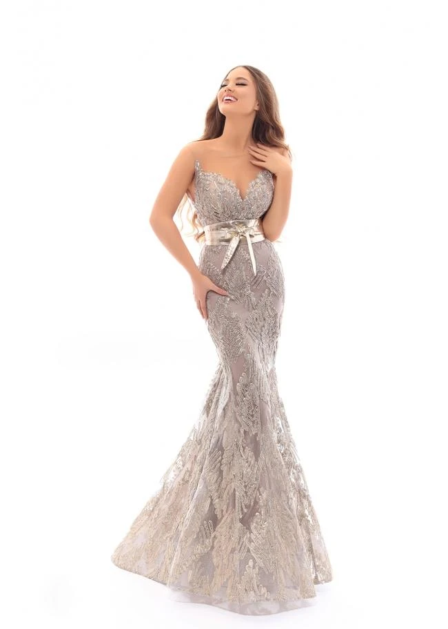 Tarik Ediz - 93651 Embellished Illusion Neck Mermaid Gown With Train 3 Tarik Ediz - 93651 Embellished Illusion Neck Mermaid Gown With Train