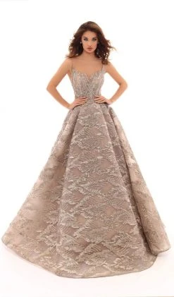 Tarik Ediz - 93652 Embellished Illusion Bateau Tulle Ballgown