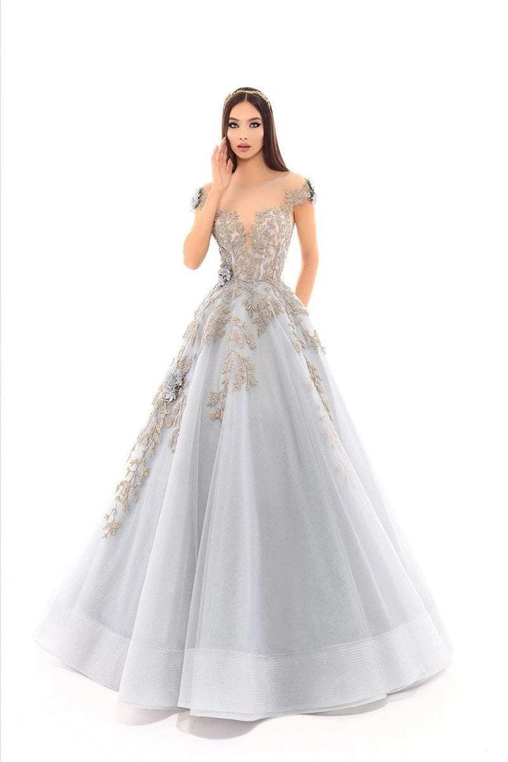 Tarik Ediz - 93653 Floral Embroidered Illusion Bateau Ballgown 5 Tarik Ediz - 93653 Floral Embroidered Illusion Bateau Ballgown