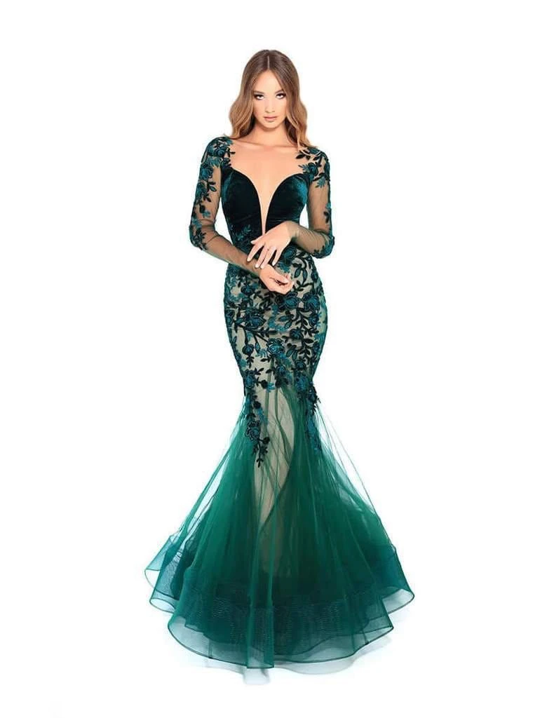 Tarik Ediz - 93656 Floral Applique Illusion Bateau Mermaid Dress 3 Tarik Ediz - 93656 Floral Applique Illusion Bateau Mermaid Dress