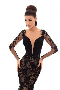 Tarik Ediz - 93656 Floral Applique Illusion Bateau Mermaid Dress 18 Tarik Ediz - 93656 Floral Applique Illusion Bateau Mermaid Dress