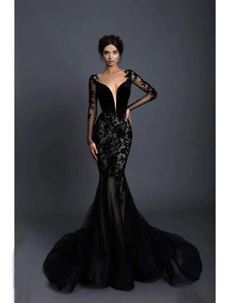 Tarik Ediz - 93656 Floral Applique Illusion Bateau Mermaid Dress 9 Tarik Ediz - 93656 Floral Applique Illusion Bateau Mermaid Dress