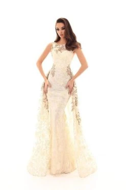 Formal Gowns Tarik Ediz - 93658 Embroidered Mermaid Gown With Overskirt