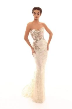 Formal Gowns Tarik Ediz - 93659 Floral Embroidered Illusion Sweetheart Gown