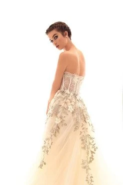 Formal Gowns Tarik Ediz - 93659 Floral Embroidered Illusion Sweetheart Gown