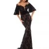 Formal Gowns Tarik Ediz - 93662 Floral Embroidered Bat Sleeve Trumpet Dress 1 Formal Gowns Tarik Ediz - 93662 Floral Embroidered Bat Sleeve Trumpet Dress