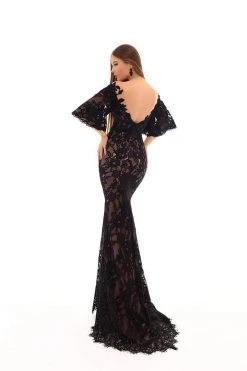 Formal Gowns Tarik Ediz - 93662 Floral Embroidered Bat Sleeve Trumpet Dress 7 Formal Gowns Tarik Ediz - 93662 Floral Embroidered Bat Sleeve Trumpet Dress
