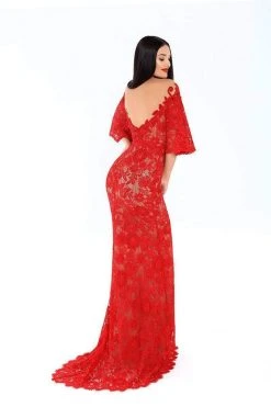 Formal Gowns Tarik Ediz - 93662 Floral Embroidered Bat Sleeve Trumpet Dress 9 Formal Gowns Tarik Ediz - 93662 Floral Embroidered Bat Sleeve Trumpet Dress