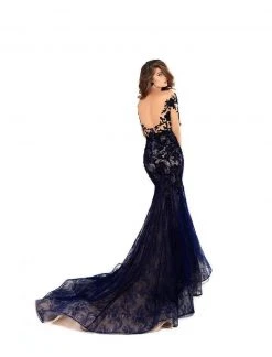 Tarik Ediz - 93669 Floral Sequined Lace Mermaid Dress With Train Formal Gowns