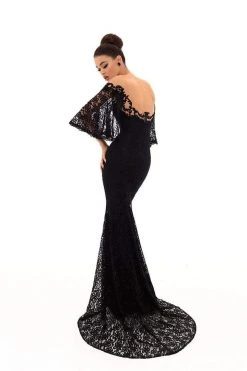 Formal Gowns Tarik Ediz - 93671 Lace Bat Sleeve Illusion Bateau Trumpet Dress