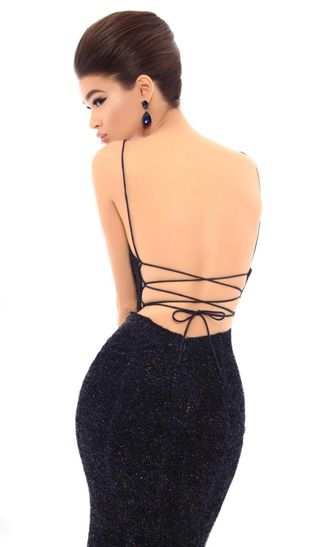 Formal Gowns Tarik Ediz - 93676 Illusion Plunging Sparkly Velvet Evening Gown 4 Formal Gowns Tarik Ediz - 93676 Illusion Plunging Sparkly Velvet Evening Gown