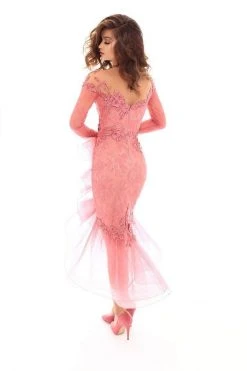 Tarik Ediz - 93679 Embellished Lace Long Sleeve Tulle Trumpet Dress Plus Size Dresses 7 Tarik Ediz - 93679 Embellished Lace Long Sleeve Tulle Trumpet Dress Plus Size Dresses