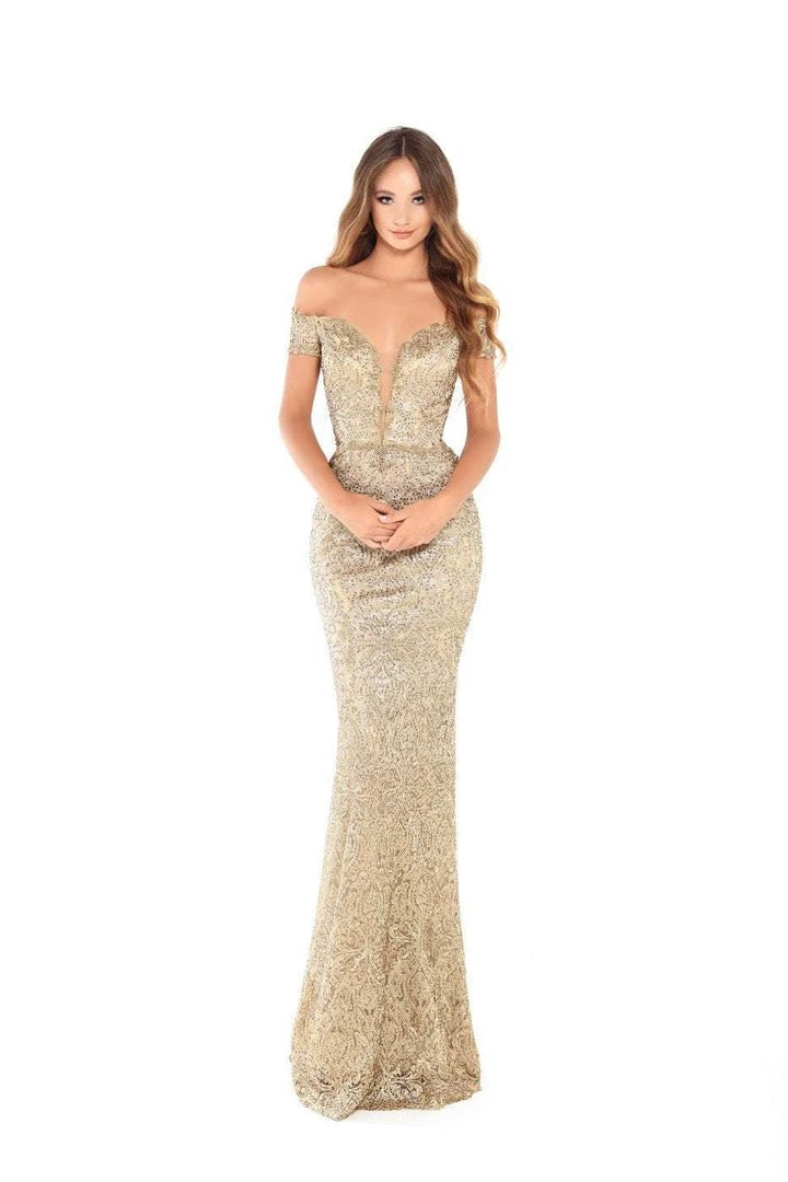 Tarik Ediz - 93680 Embroidered Plunging Off-Shoulder Sheath Dress Formal Gowns 6 Tarik Ediz - 93680 Embroidered Plunging Off-Shoulder Sheath Dress Formal Gowns