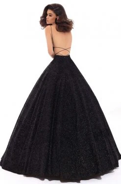 Tarik Ediz - 93690 Illusion Plunging Backless Sparkly Ballgown Formal Gowns