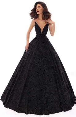 Tarik Ediz - 93690 Illusion Plunging Backless Sparkly Ballgown Formal Gowns