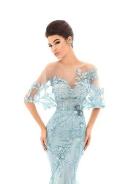 Formal Gowns Tarik Ediz - 93694 Illusion Draped Trailing Foliage Lace Gown 10 Formal Gowns Tarik Ediz - 93694 Illusion Draped Trailing Foliage Lace Gown