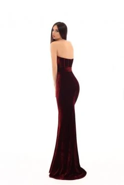 Formal Gowns Tarik Ediz - 93696 Strapless Modified Scoop Velvet Sheath Dress 8 Formal Gowns Tarik Ediz - 93696 Strapless Modified Scoop Velvet Sheath Dress