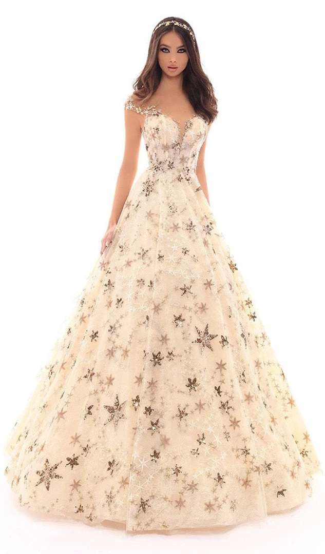 Tarik Ediz - 93704 Sequined Lace Illusion Neck Ballgown 3 Tarik Ediz - 93704 Sequined Lace Illusion Neck Ballgown