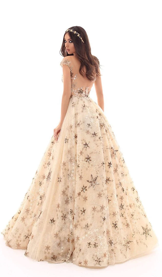 Tarik Ediz - 93704 Sequined Lace Illusion Neck Ballgown 4 Tarik Ediz - 93704 Sequined Lace Illusion Neck Ballgown