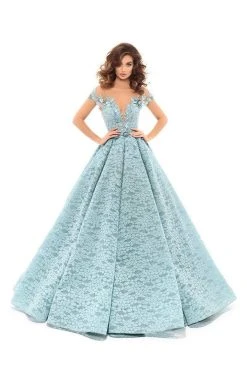 Tarik Ediz - 93706 Lace Embroidered Pleated Ballgown