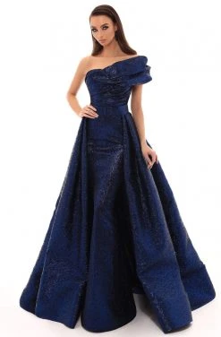 Formal Gowns Tarik Ediz - 93709 Ruched Jacquard Trumpet Dress With Overskirt