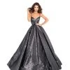 Tarik Ediz - 93710 Plunging V-neck Jacquard Pleated Ballgown Formal Gowns