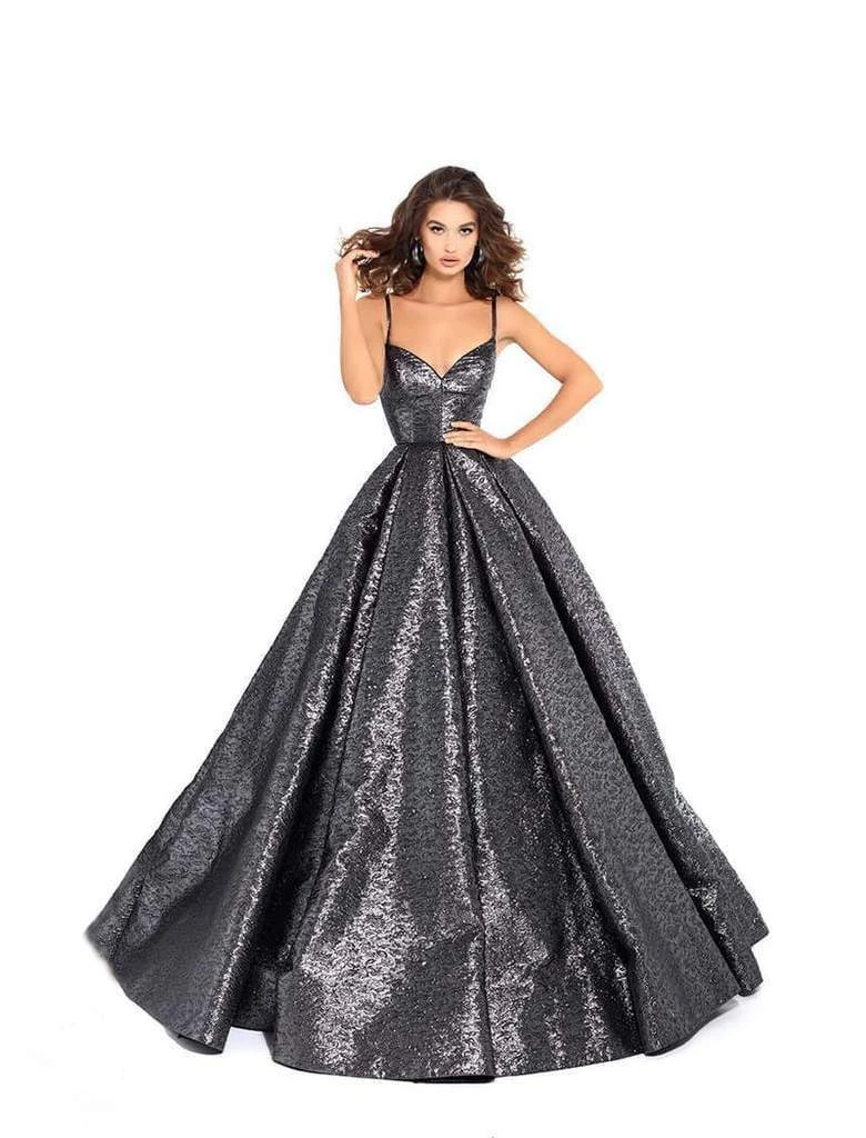 Tarik Ediz - 93710 Plunging V-neck Jacquard Pleated Ballgown Formal Gowns 3 Tarik Ediz - 93710 Plunging V-neck Jacquard Pleated Ballgown Formal Gowns