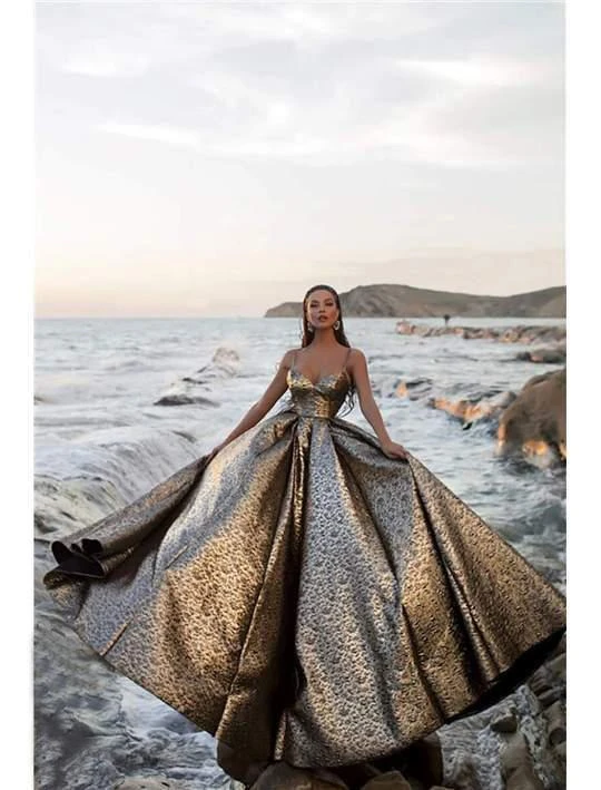 Tarik Ediz - 93710 Plunging V-neck Jacquard Pleated Ballgown Formal Gowns 5 Tarik Ediz - 93710 Plunging V-neck Jacquard Pleated Ballgown Formal Gowns