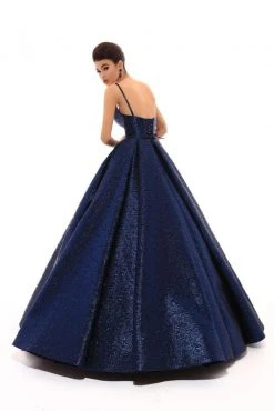 Tarik Ediz - 93710 Plunging V-neck Jacquard Pleated Ballgown Formal Gowns 11 Tarik Ediz - 93710 Plunging V-neck Jacquard Pleated Ballgown Formal Gowns