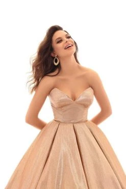 Formal Gowns Tarik Ediz - 93711 Strapless V-neck Pleated Ballgown