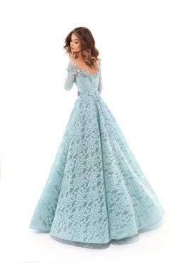 Tarik Ediz - 93722 Floral Applique And Lace A-line Dress Formal Gowns