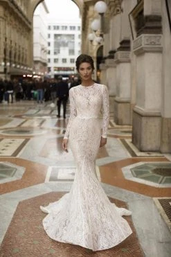 Formal Gowns Tarik Ediz - 93728 Lace Applique Jewel Neck Mermaid Dress 5 Formal Gowns Tarik Ediz - 93728 Lace Applique Jewel Neck Mermaid Dress