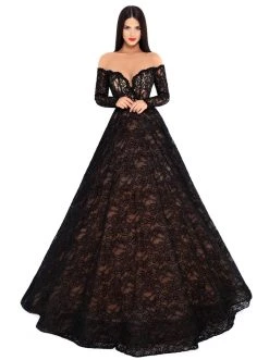 Formal Gowns Tarik Ediz - 93729 Illusion Nude Shoulders Allover Lace Ballgown 8 Formal Gowns Tarik Ediz - 93729 Illusion Nude Shoulders Allover Lace Ballgown